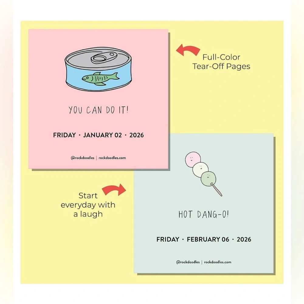 Rockdoodles 2026 Punny Day-to-Day Calendar Funny Desktop Office Tear Off Pages